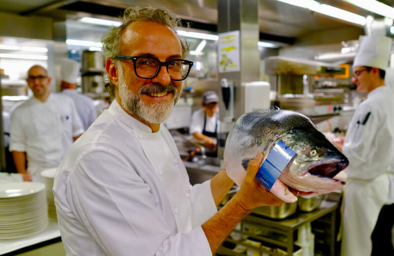 Chef Massimo Bottura cooks with Ōra King salmon